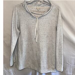 Talbots Gray Textured Pullover Sweater Womens Medium Funnel Neck drawstring